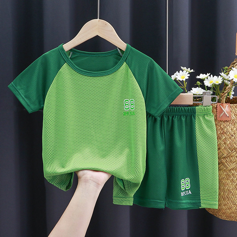 儿童夏季短袖短裤运动套装男女童速干衣幼儿园园服