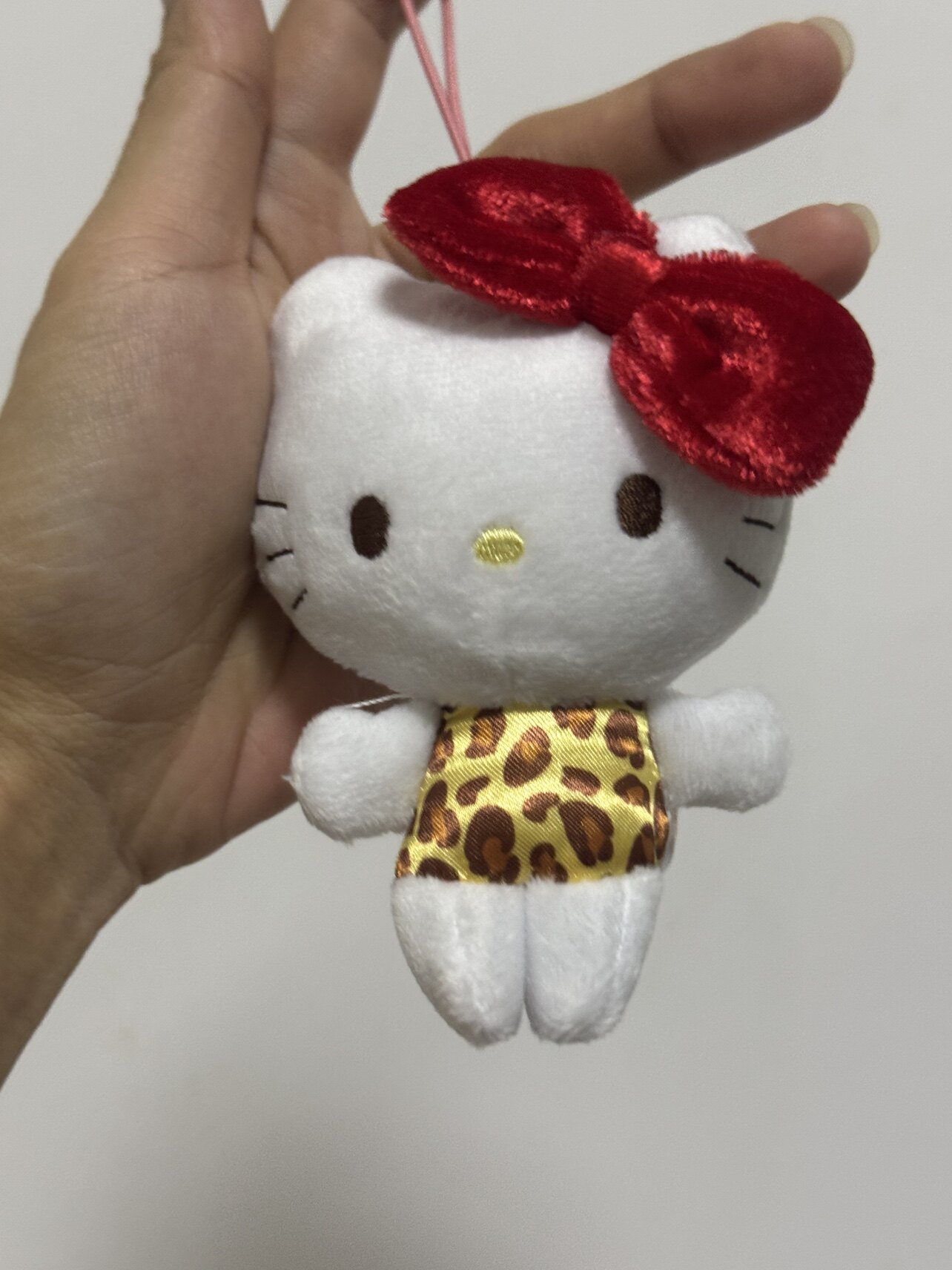 中古豹纹HelloKitty大蝴蝶毛绒玩偶挂件13cm 包邮