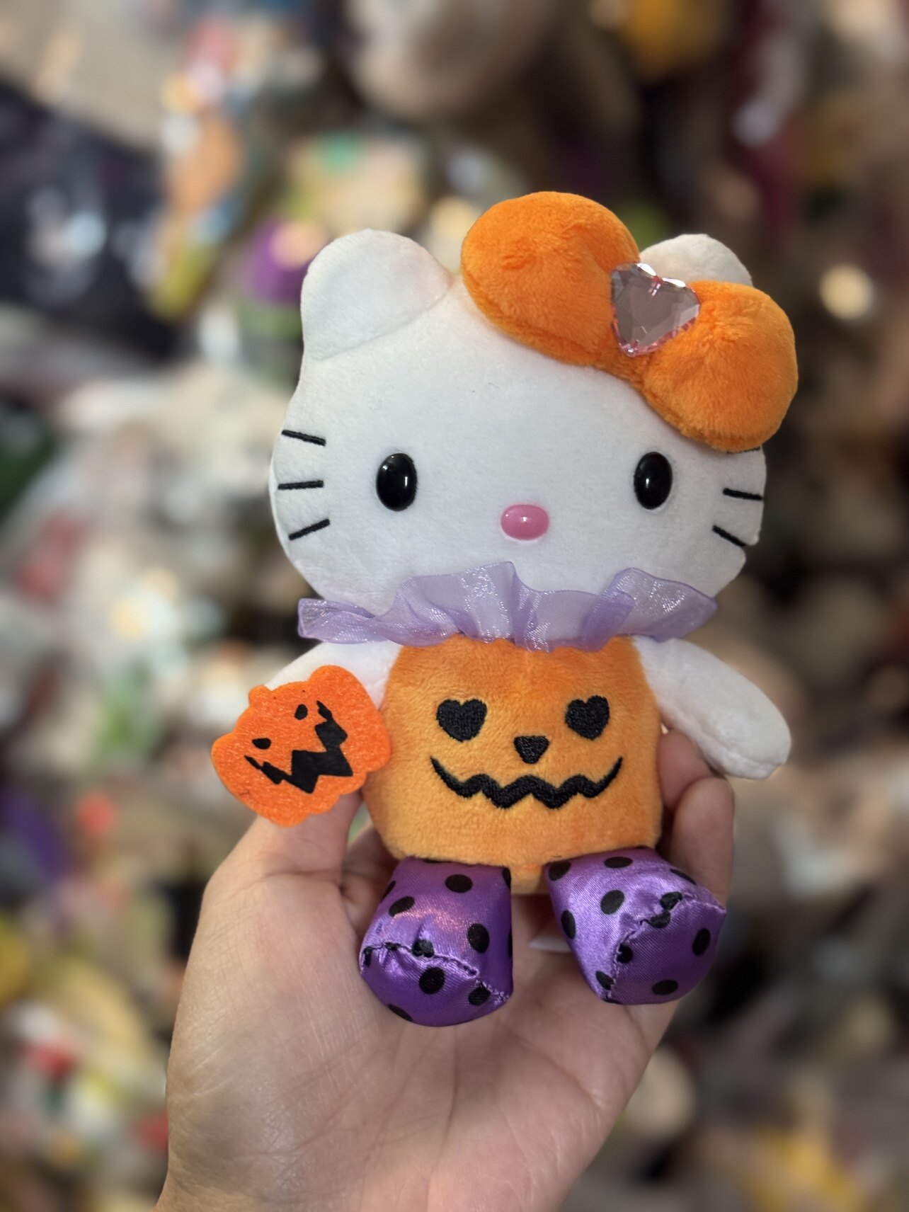 外单中古孤品南瓜HelloKitty毛绒玩偶摆件20cm