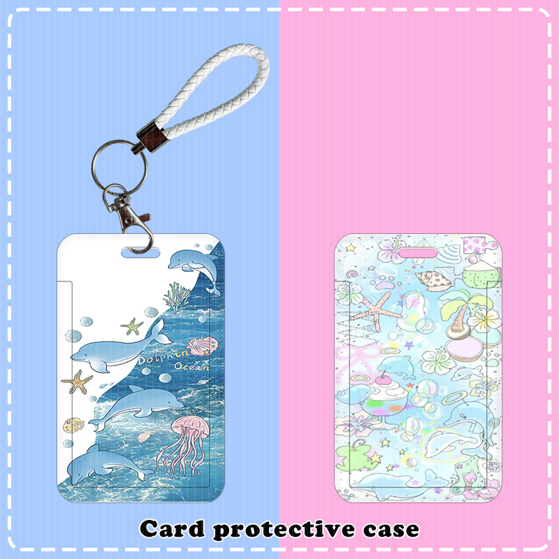 海豚滑盖卡套ins风学生饭卡公交胸牌厂牌身份证件保护套校园卡