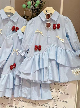 春秋季女童长袖衬衫鱼尾连衣裙子