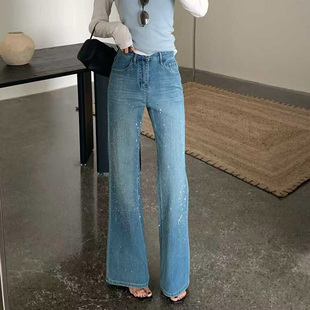 女宽松不贴腿微喇叭裤 十三行高货 牛仔 筒喇裤 新款 钻钻裤 2026春季