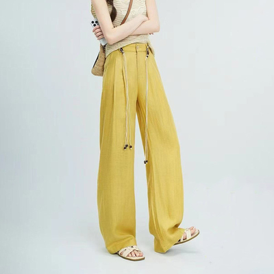 【5100】迪X家 天丝亚麻！夏季莱赛尔垂感阔腿裤女宽松显瘦直筒裤