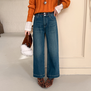 女九分直筒牛仔裤 加绒植绒四面弹奶奶裤 2025秋冬新款 高货预警