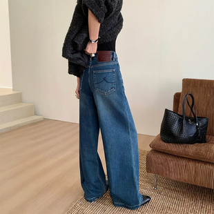 女阔腿裤 2025秋冬加绒植绒牛仔裤 高货 直筒高腰梨型身材 SM家
