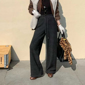 韩尚裤 女直筒裤 业2025冬新款 高腰宽松云朵羊绒加绒垂感阔腿休闲裤