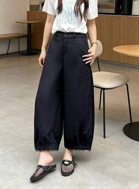 冰丝棉~2026夏季新款高腰宽松小个子花包裤女垂感显瘦九分香蕉裤