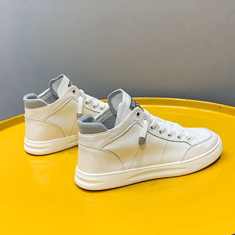 真皮高帮百搭小白鞋女2025年春秋爆款女鞋ins潮软底休闲板鞋女