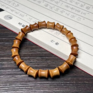 绿檀8x10mm竹节手串单圈念珠佛珠手链复古风木质潮流男女情侣饰品