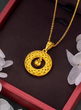 时尚百搭转运珠花丝平安扣吊坠女镂空百搭项链节日送妈妈礼物饰品