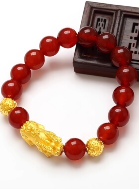 双珠爆款手链男女通用情侣闺蜜手串手饰送妈妈礼物本命年红色饰品
