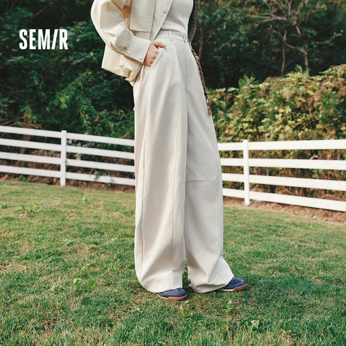 森马挂饰中缝肌理弯刀休闲裤女