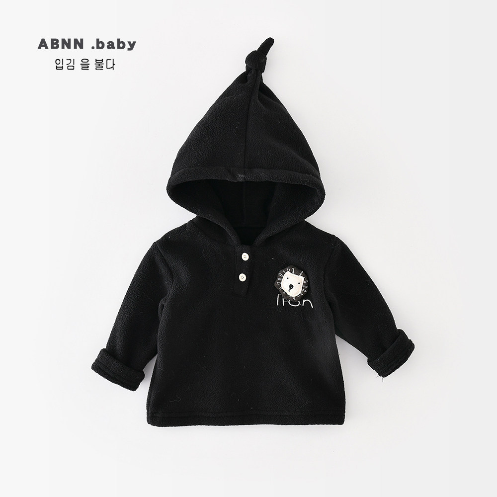 abnn婴儿加绒打底衫秋冬装新款男女童韩版连帽衣服儿童加厚T恤潮