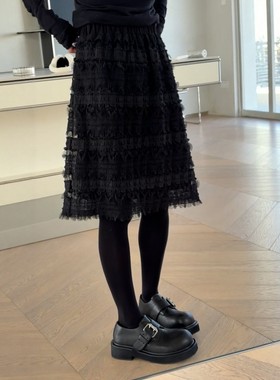 现货主推诗歌兰H80300蛋糕裙氛围感显瘦中长半裙欧货2025冬季新款