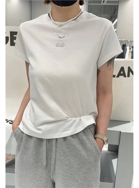 秒发诗歌兰58180休闲慵懒爆款圆领短袖修身正肩字母T恤25秋新款女