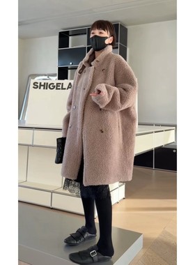 秒发诗歌兰 5434优雅舒适温柔慵懒中长款保暖毛毛外套25年女装冬