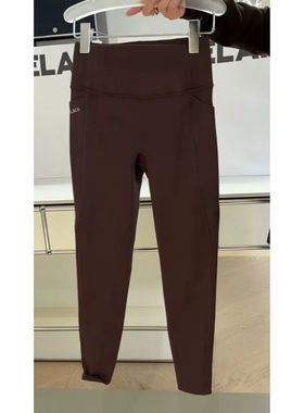 秒发诗歌兰16580运动百搭简约腹字母口袋薄绒瑜伽裤女2025秋冬新