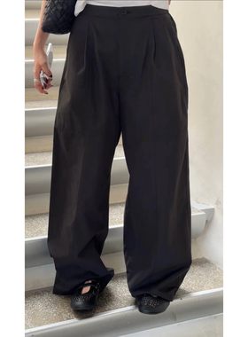 秒发诗歌兰58368复古设计感百搭后松紧腰阔腿裤休闲裤25秋季女装