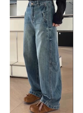 秒发诗歌兰95136时髦嘻哈街头弯刀裤显瘦牛仔裤女百搭25冬季新款