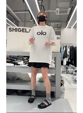 秒发诗歌兰58191美式潮简约中长款宽松字母短袖T恤女25秋新款女装