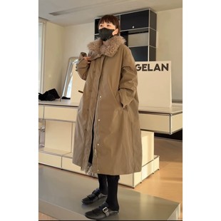 羽绒外套25年女装 可脱卸毛领长款 25235时髦中性时尚 秒发诗歌兰