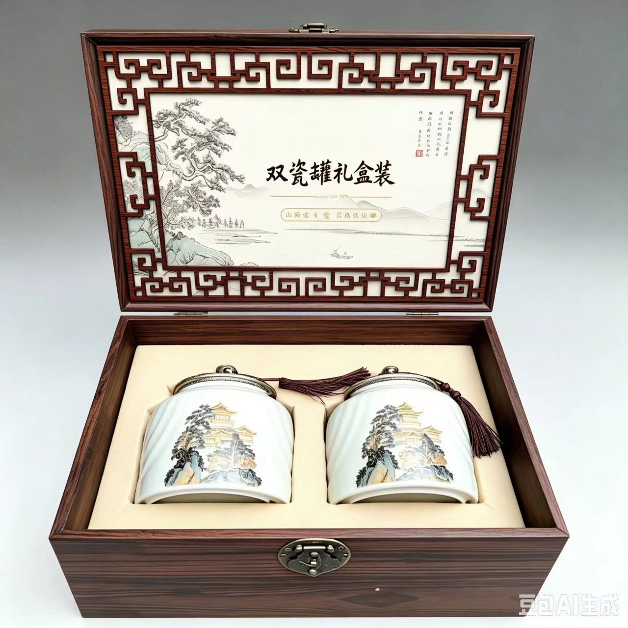 恒山黄芪木盒瓷罐礼盒