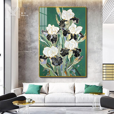 高端轻奢客厅酒店书房玄关时尚创意肌理花卉花朵晶瓷装饰画挂画