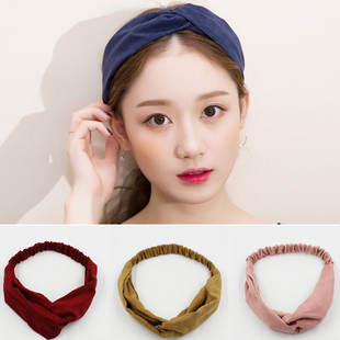 韩国小清新洗脸发带发束发头巾头带宽边发箍头箍简约森女发饰头饰