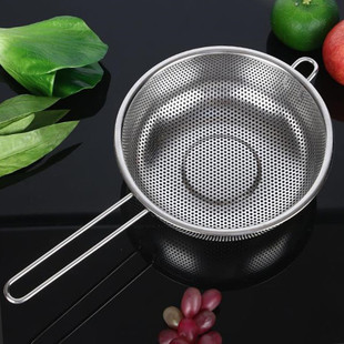 加厚不锈钢单柄密孔沥水盆滤网篮家用防烫长柄洗洗菜水果篮沥油盆