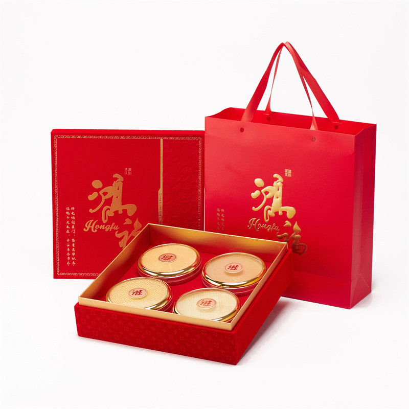 鸿福四宝包装盒鹿茸高丽参礼品盒西洋参石斛四宝礼盒滋补品多拼盒