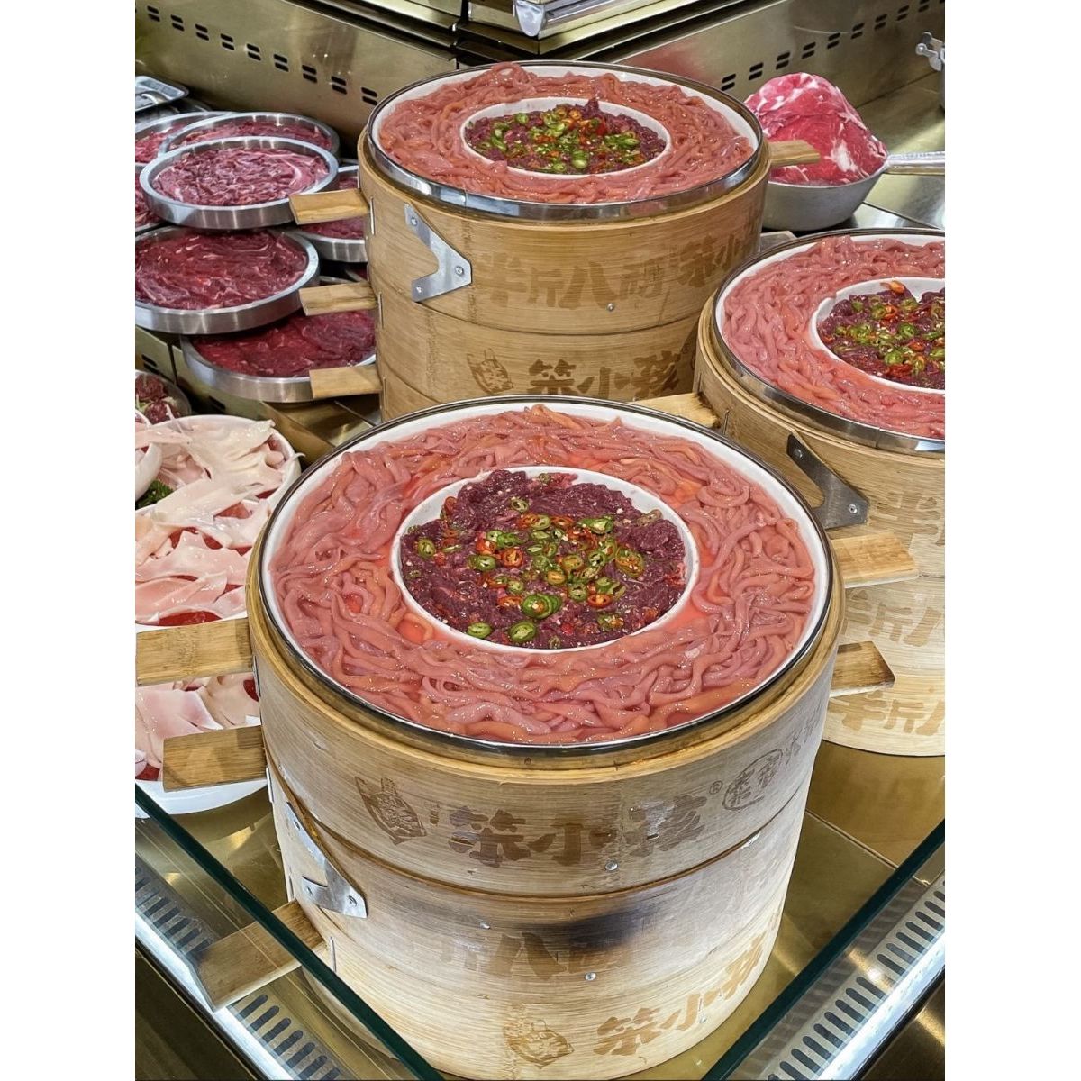 笨小孩菜市火锅半斤八两专用蒸笼市井老火锅餐具鸭肠牛肉拼盘套装