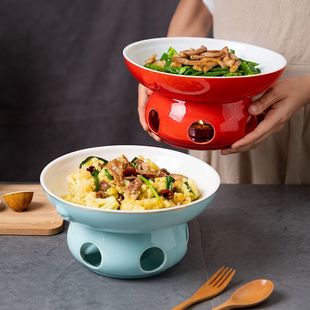 酒店餐具蜡烛保温加热底座陶瓷明炉创意小炒碗湘菜辣椒炒肉菜盘子