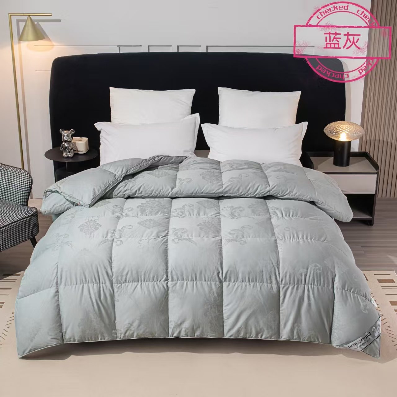 糯棉自充羽绒被壳静音防钻绒