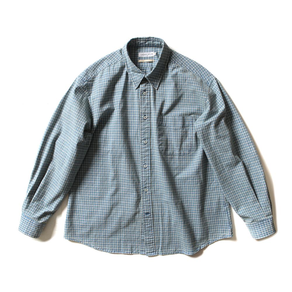 2025春季新品复古蓝色格子衬衫