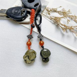 纯天然金耀石黑耀石十二生肖鼠牛虎兔龙蛇马羊猴鸡狗猪钥匙扣挂件