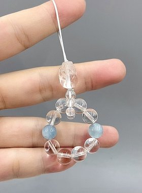 白水晶手机链挂件手捻指环钥匙扣