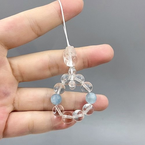 白水晶手机链挂件手捻指环钥匙扣