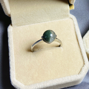 天然绿幽灵聚宝盆开口可调戒指女千层山指环转运珠指环饰品礼物