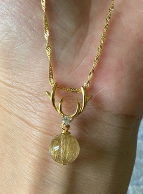 天然转运珠鹿角纯银锁骨链吊坠