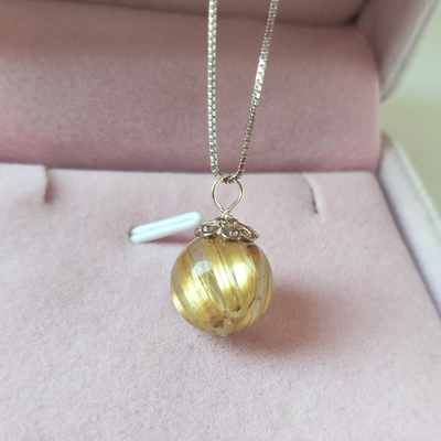 天然黄水晶钛晶吊坠金发晶项链