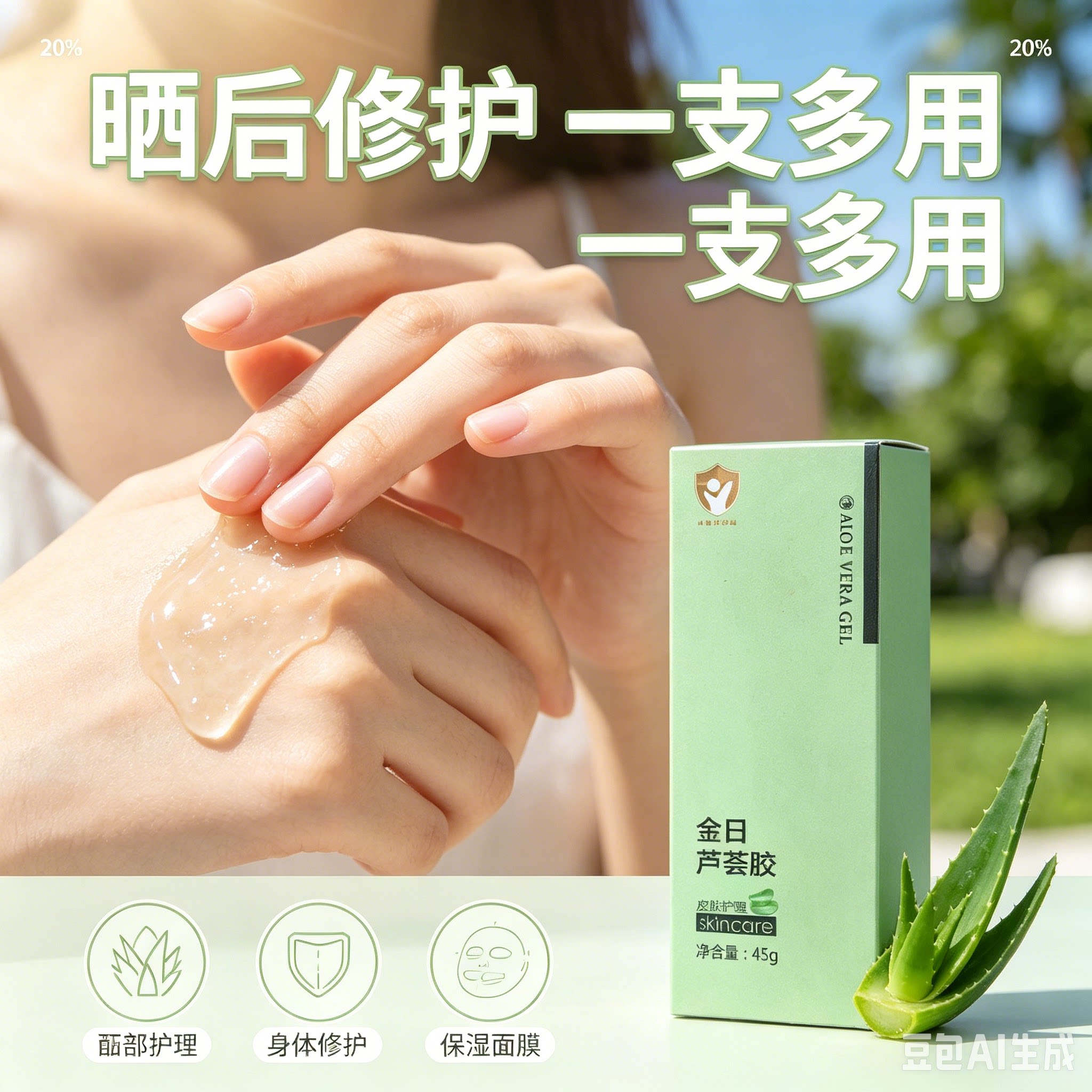 GOLDENSUN芦荟胶金日制药嫩肤亮肤改善粗糙经典芦荟胶安惠45g