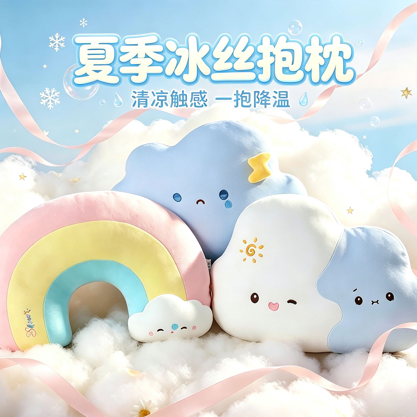 冰丝抱枕夏天爱玩偶公仔睡觉抱专用女生生日礼物靠背靠枕毛绒玩具