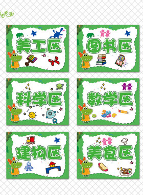 幼儿园鳄鱼卡通主题环创中小班进区域规则活动标识牌班级公约贴画