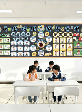 世界爱眼日护眼预防近视眼保健操主题小学黑板报布置打印贴纸材料