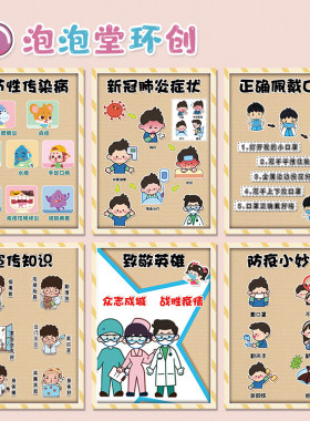 幼儿园校园病毒防疫小妙招洗手步骤季节性传染病主题环创布置墙贴