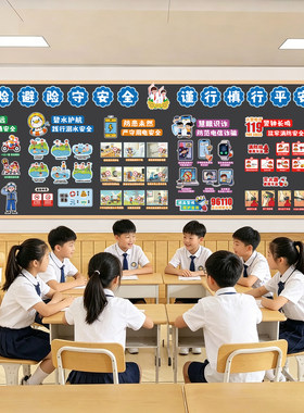 小学日常防火校园防溺水用电网交通络防范自我保护主题黑板报
