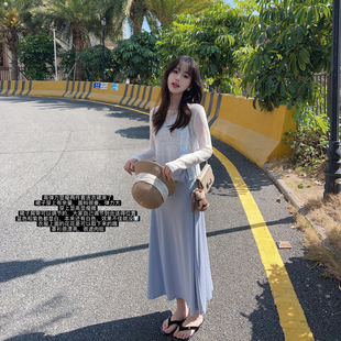 小小家 高弹吊带连衣裙 防晒罩衫 两件套显高瘦裙子 小个子春新款