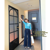 150xs 高腰显高显瘦垂感休闲裤 小小家 小个子竹节棉大摆阔腿牛仔裤