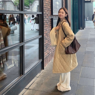 保暖外套上衣 宽松卡其色休闲棉服24年秋中长款 小小家 小个子小码