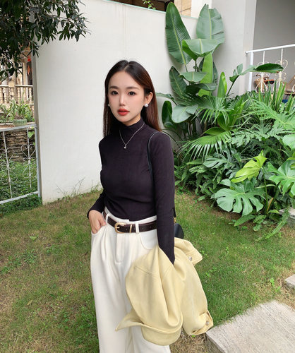 德绒半高领半高领打底小个子显高